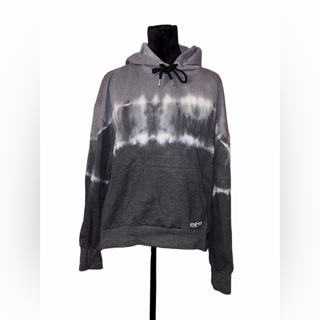 Bebe Sport Black White Tie Dye Hoodie Thumb Holes 2x & 3x
